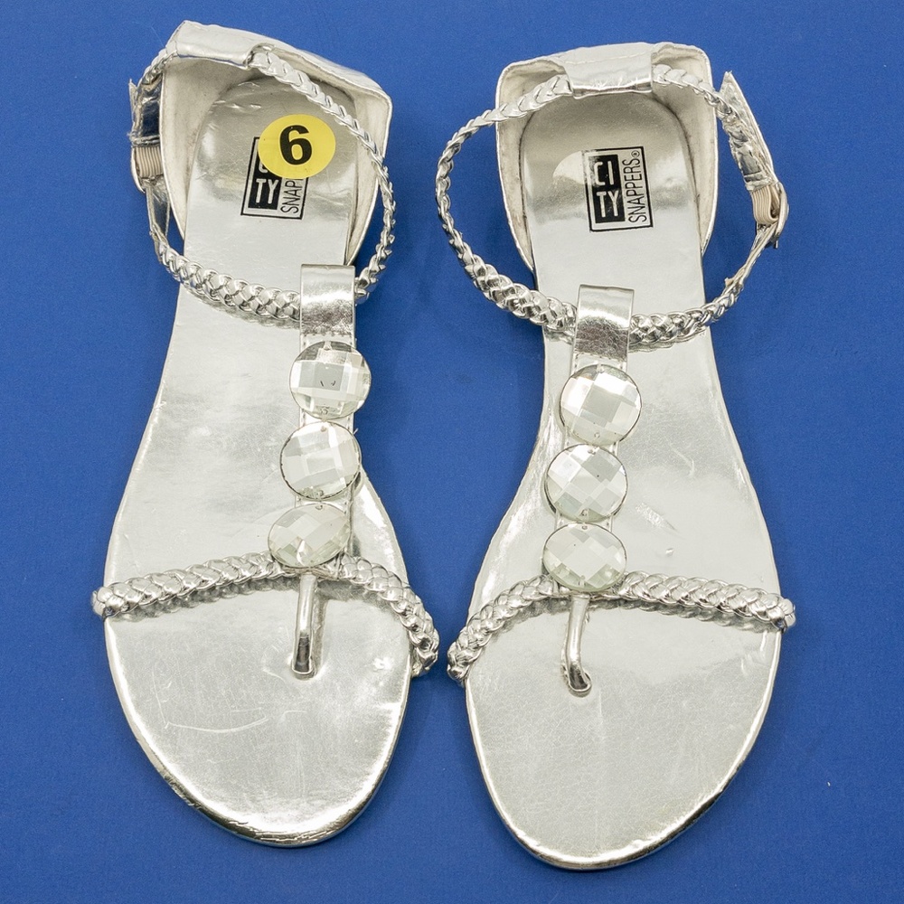 Silver Jeweled Thong Sandals - NWOT